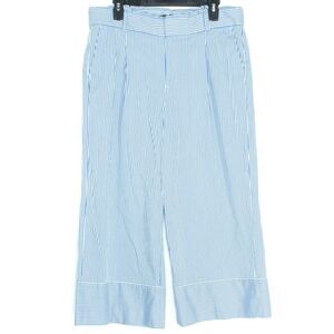 Banana Republic Wide Leg Crop Pants Blue Stripe High Rise Coastal Preppy Size 12